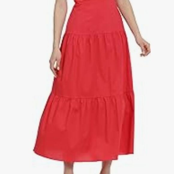 Maggy London Women's Ruffle V-Neck Halter Tiered Maxi Vacation Resort Event 6 - Picture 7 of 15